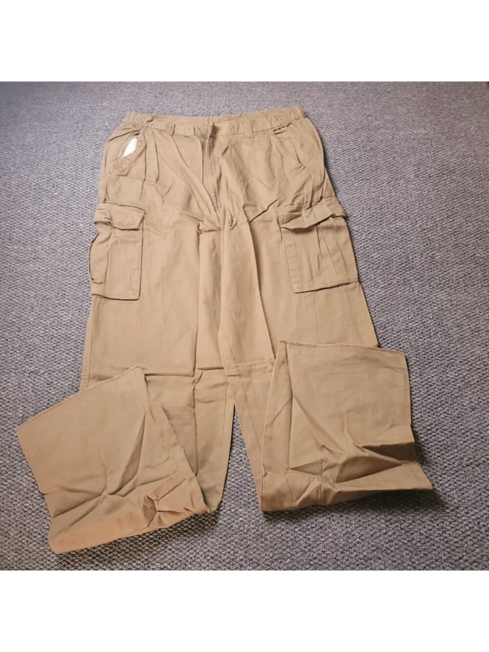 Boulder Creek Cargo Pants Mens 38 x40L Big Tall Khaki Elastic LL Chino Beige y2K